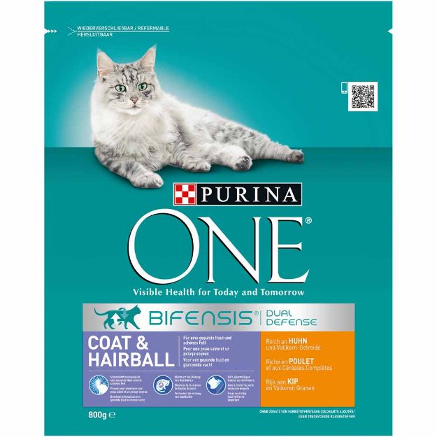 Image de ONE 800G BIFENSIS COAT & HAIRBALL RICHE POULET et CÉRÉALES COMPL