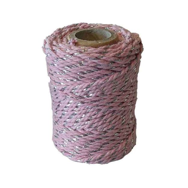 Image de Coton rose clair avec fil d'argent 1,5mm  +-20M