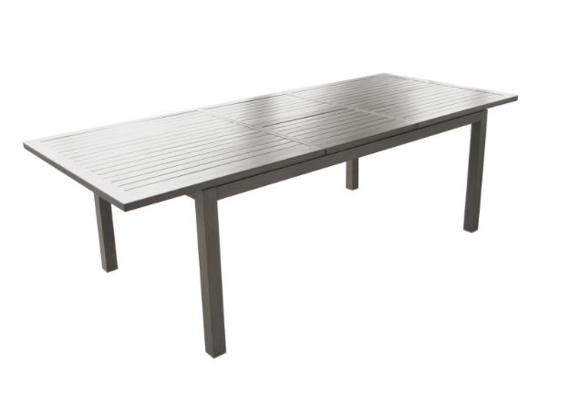 Image de Table Trieste 180/240cm alu/lattes ice/argent - PRO LOISIRS