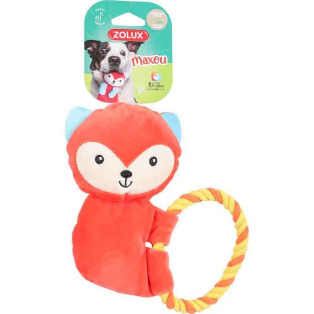 Image de jouet chien peluche maxou corde orange