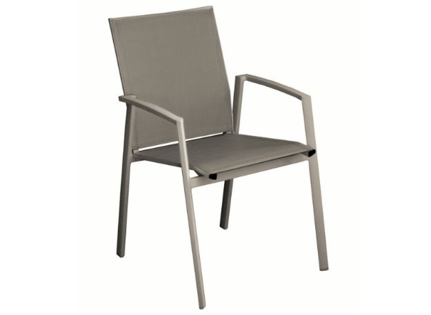 Image de Fauteuil Palma empilable alu taupe - PRO LOISIRS