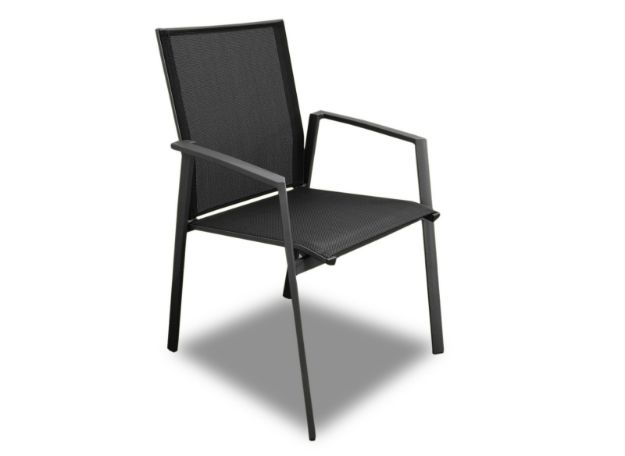 Image de  Fauteuil Palma empilable alu grey/noir - PRO LOISIRS