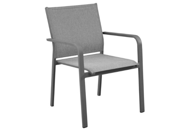 Image de Fauteuil Quenza empilable alu taupe - PRO LOISIRS