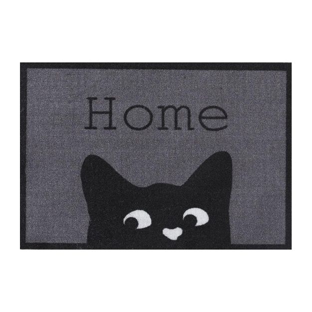 Image de Paillasson déco 40x60cm Home chat gris