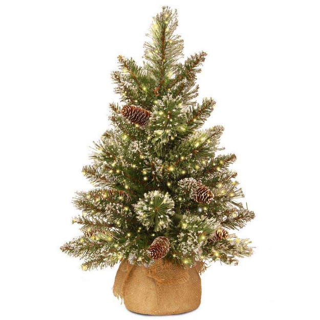 Image de Sapin Glittery Bristle Burlap Tree 61cm