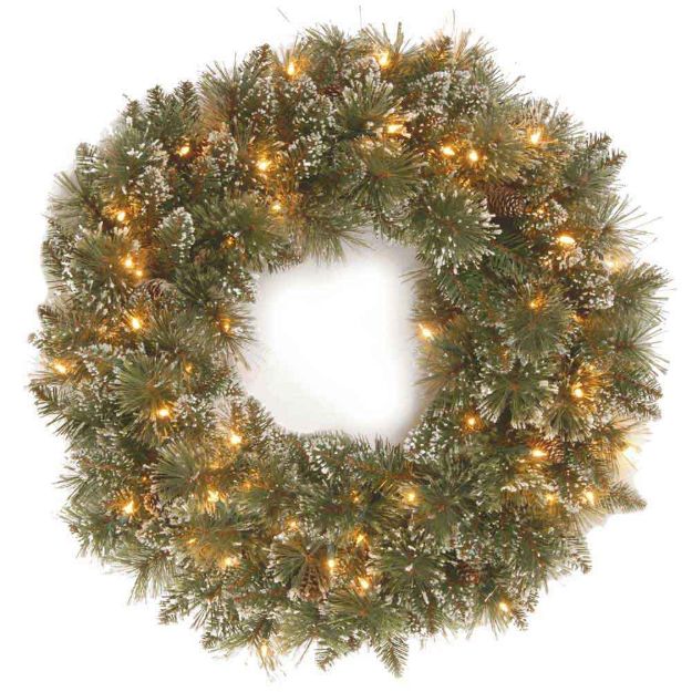 Image de Couronne Glittery Bristle Wreath 12 cones 61cm