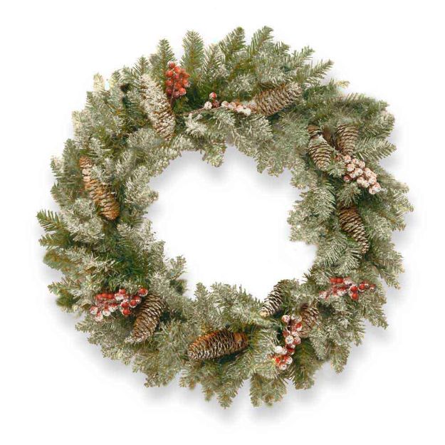 Image de Couronne Dunhill Fir Wreath Snow, Red Berries 51cm