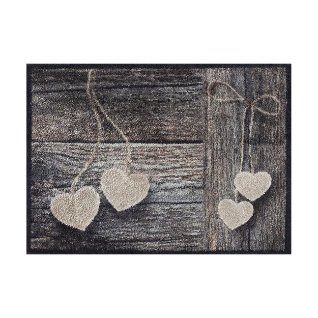 Image de Paillasson déco 50x70cm Wood hearts ultra doux