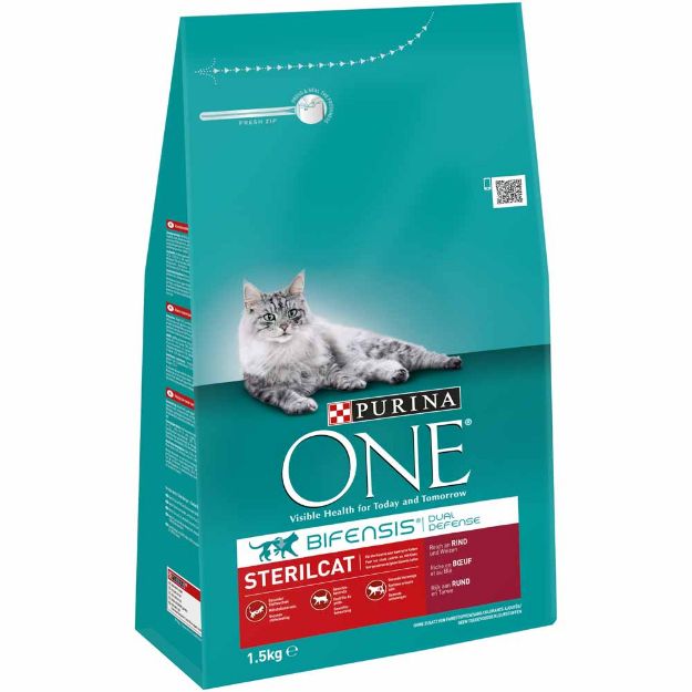 Image de ONE 1500G BIFENSIS STERILCAT RICHE EN BŒUF ET AU BLÉ