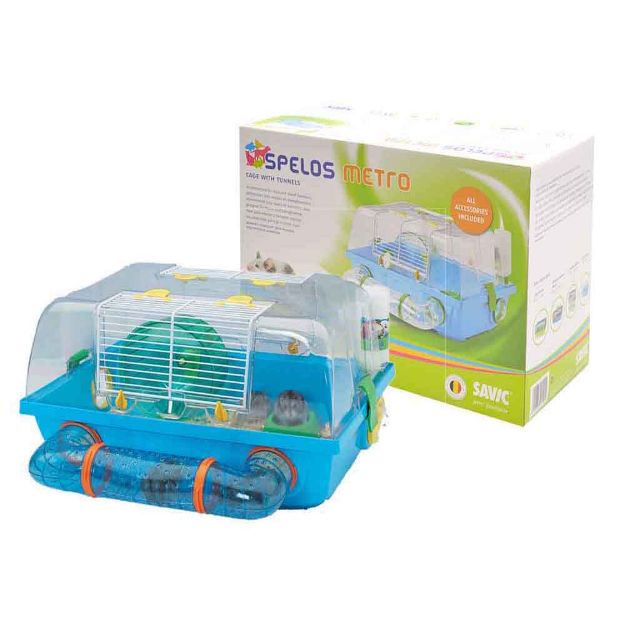 Image de Cage hamster Spelos transp/bleu 42,5 x38 x24cm