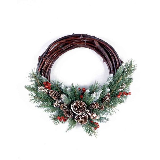 Image de Couronne Frosted Berry Grapevine Wreath 41cm