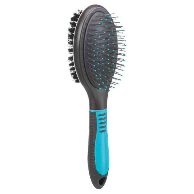 Image de Brosse, double, en plastique/nylon & poils métal