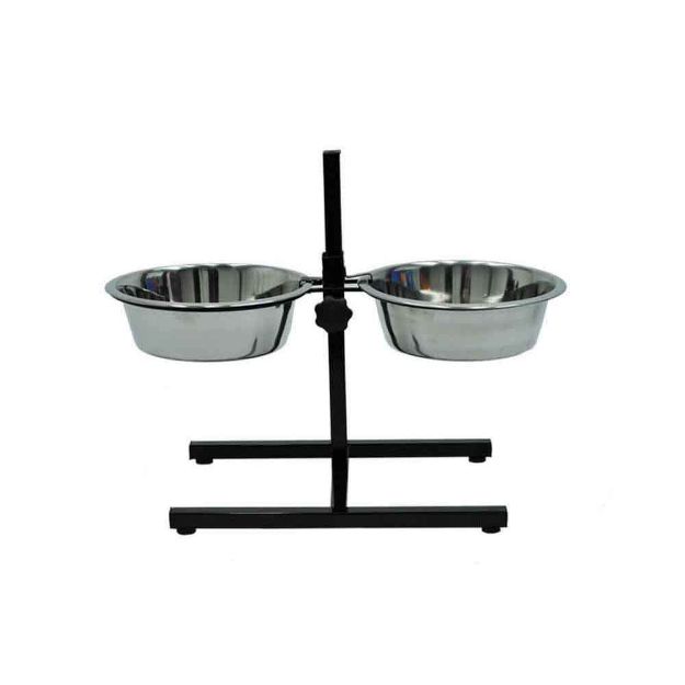 Image de Bar à chien avec 2 mangeoires inox 2x1570ml