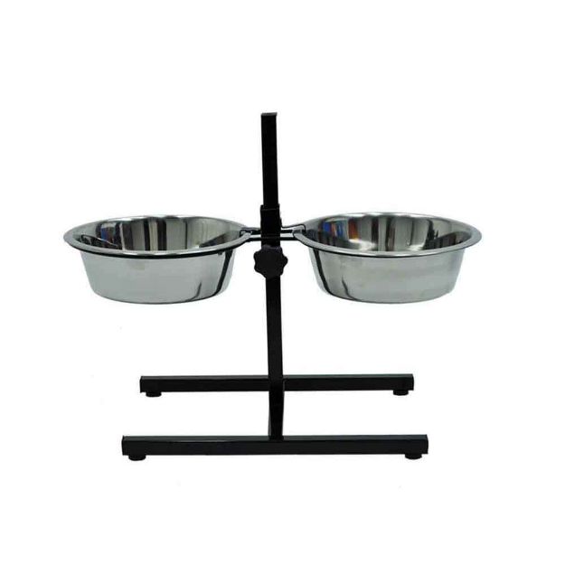 Image de Bar à chien avec 2 mangeoires inox 2x2500ml