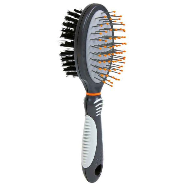 Image de Brosse, double, en plastique/nylon & poils métal