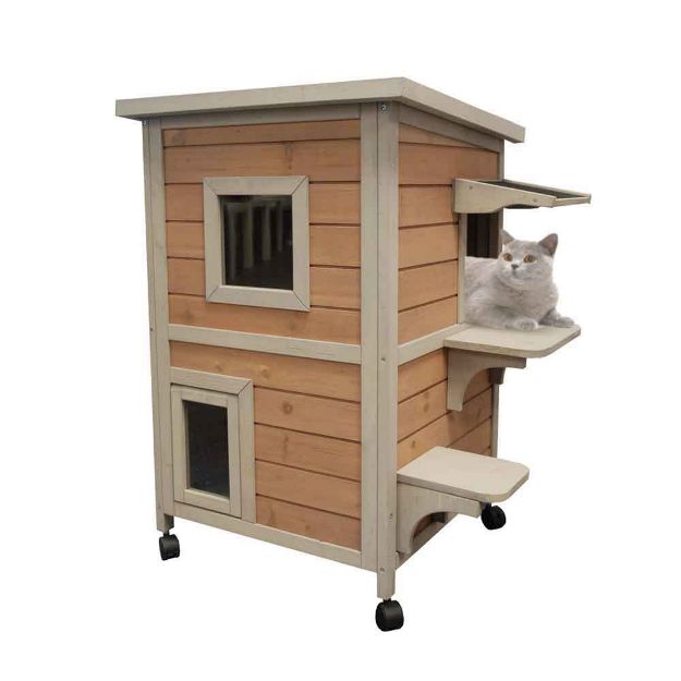 Image de MAISON POUR CHAT CAT HOME SUR ROUES L57,5xl54,5xh82cm